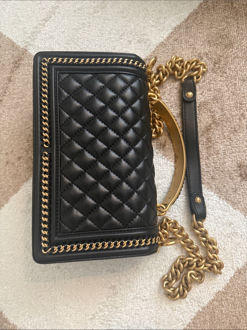 CHANEL Black Quilted Leather Crossbody with Gold Hardware Medium - Picture 8 of 12